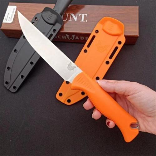 Introducing the new Benchmade 15500 Meatcrafter Hunting Survival Knife in striking black and orange.
