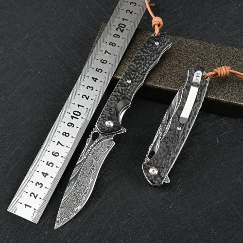 VG10 Damascus Black Mamba Folding Knife