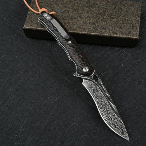 VG10 Damascus Black Mamba Folding Knife