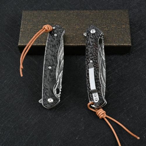 VG10 Damascus Black Mamba Folding Knife
