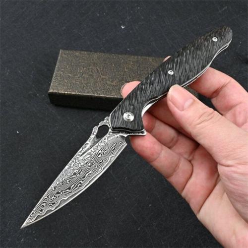 VG10 Damascus Seahorse Folding Knife