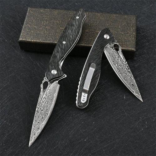 VG10 Damascus Seahorse Folding Knife
