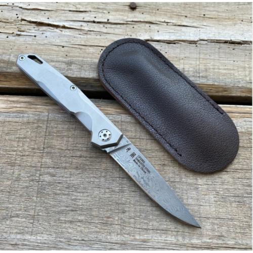 Damascus Mini Plum Blossom Folding Keychain Knife