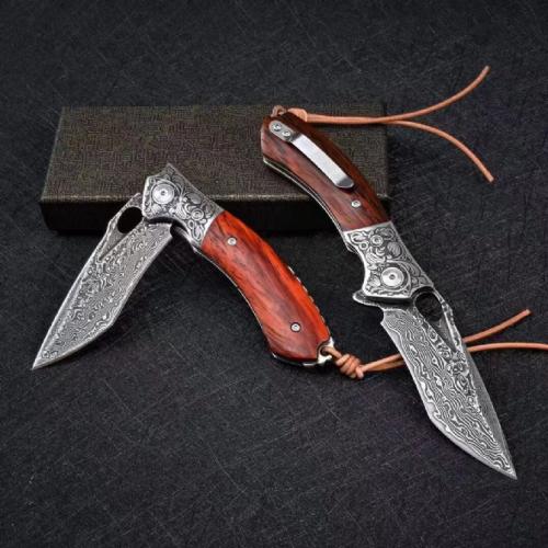 VG10 Damascus - Crimson Folding Knife
