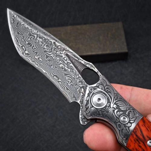VG10 Damascus - Crimson Folding Knife