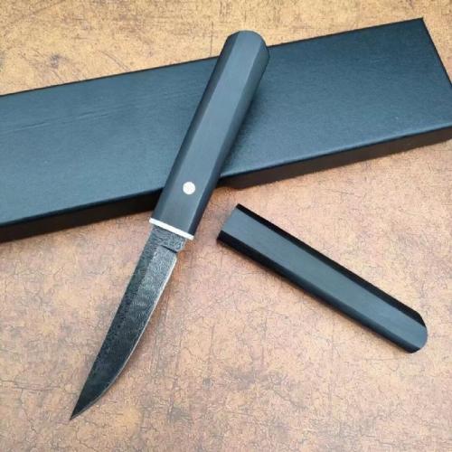 Damascus Night King Knife with Locking Blade