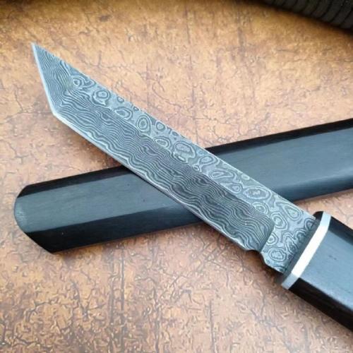 Damascus Night King Knife with Locking Blade