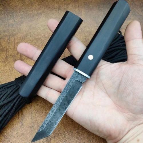 Damascus Night King Knife with Locking Blade