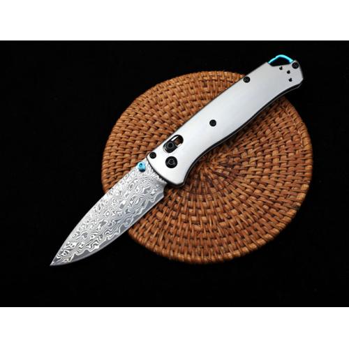 Benchmade 535 Damascus Steel Folding Knife with Titanium Handle