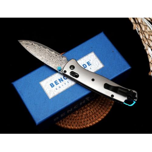 Benchmade 535 Damascus Steel Folding Knife with Titanium Handle