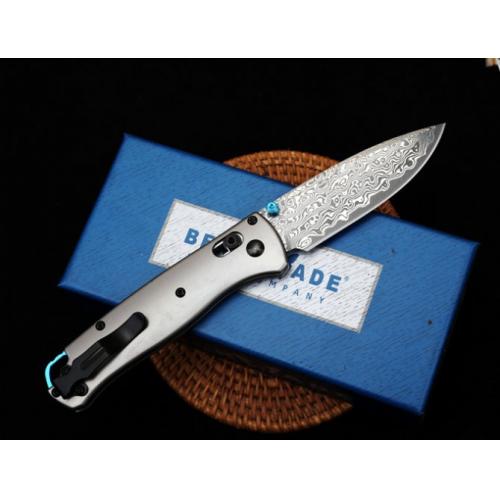 Benchmade 535 Damascus Steel Folding Knife with Titanium Handle
