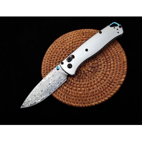 Benchmade 535 Damascus Steel Folding Knife with Titanium Handle