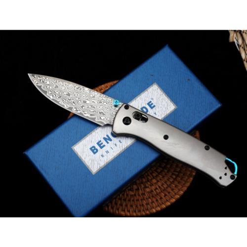 Benchmade 535 Damascus Steel Folding Knife with Titanium Handle