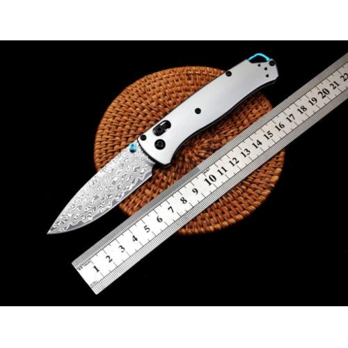 Benchmade 535 Damascus Steel Folding Knife with Titanium Handle