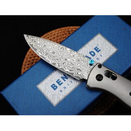 Benchmade 535 Damascus Steel Folding Knife with Titanium Handle