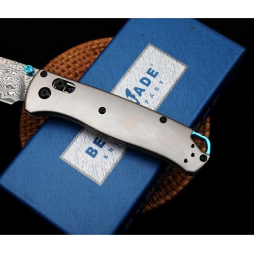 Benchmade 535 Damascus Steel Folding Knife with Titanium Handle