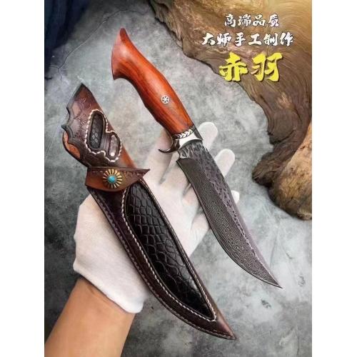 Red Feather Damascus Steel Tactical Knife