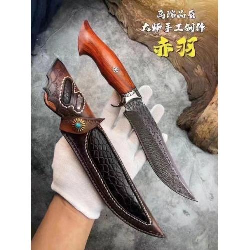 Red Feather Damascus Steel Tactical Knife