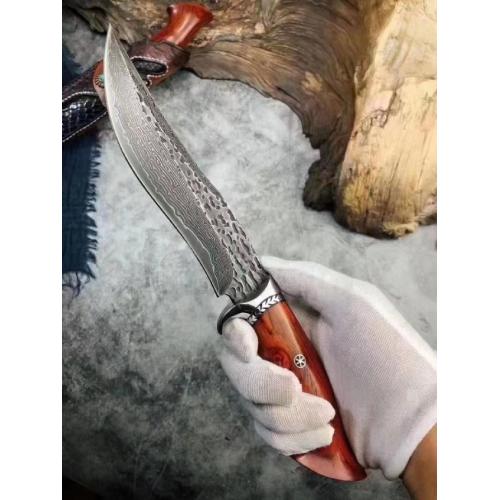 Red Feather Damascus Steel Tactical Knife