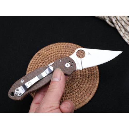 SPYDERCO C223 Folding Knife with Carbon Fiber & Linen Handle