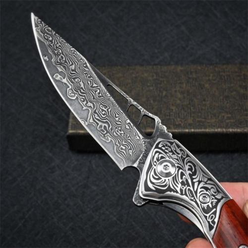 VG10 Damascus Shark Dragon Folding Knife: A Masterpiece of Craftsmanship