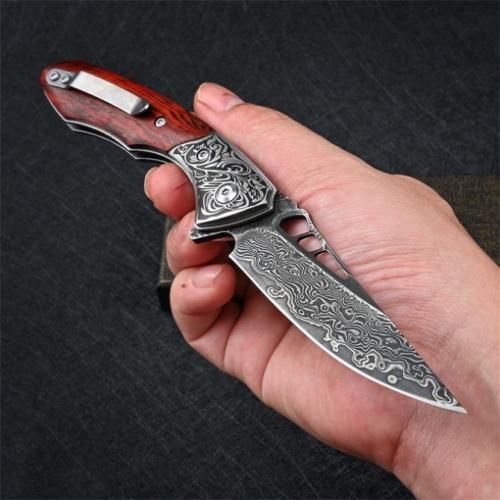 VG10 Damascus Shark Dragon Folding Knife: A Masterpiece of Craftsmanship
