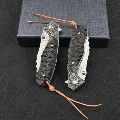 110-Layer Damascus Steel - Vintage-Style Folding Knife