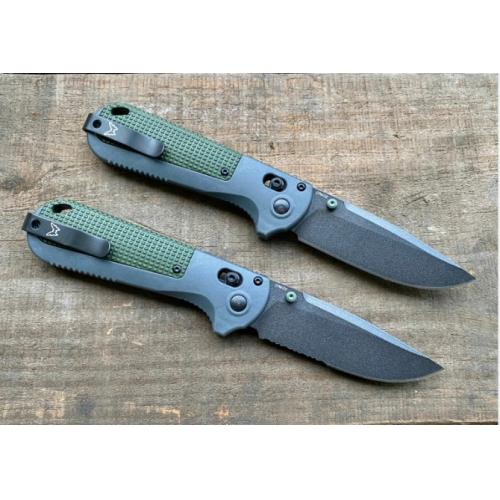 Benchmade 430BK Folding Knife - Green Handle, Partially Serrated Blade