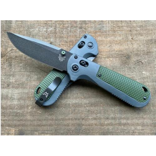 Benchmade 430BK Folding Knife - Green Handle, Partially Serrated Blade