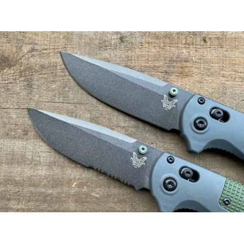 Benchmade 430BK Folding Knife - Green Handle, Partially Serrated Blade