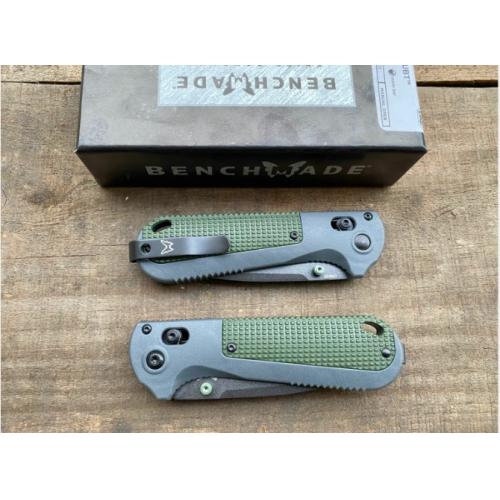 Benchmade 430BK Folding Knife - Green Handle, Partially Serrated Blade