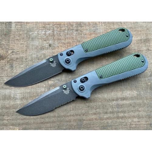 Benchmade 430BK Folding Knife - Green Handle, Partially Serrated Blade