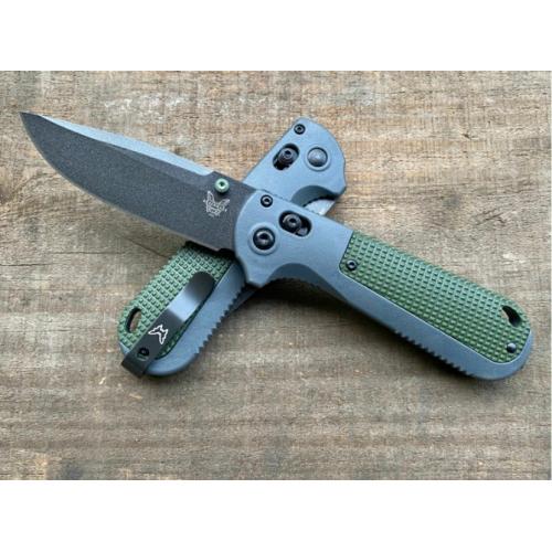 Benchmade 430BK Folding Knife - Green Handle, Partially Serrated Blade