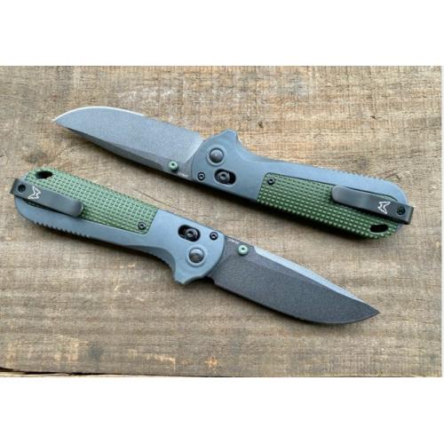 Benchmade 430BK Folding Knife - Green Handle, Partially Serrated Blade