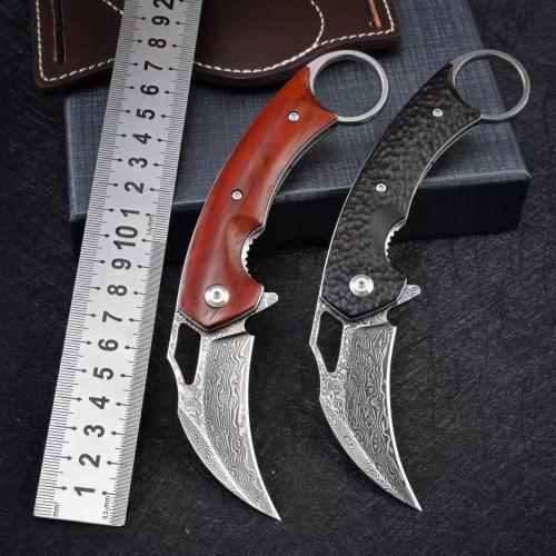 VG10 Damascus Steel Folding Claw Knife: Precision and Elegance in Your Pocket