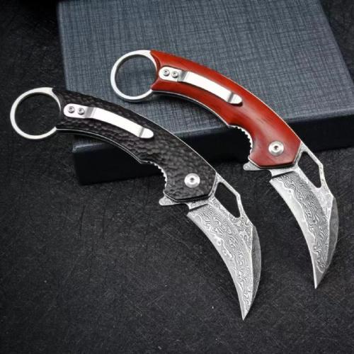 VG10 Damascus Steel Folding Claw Knife: Precision and Elegance in Your Pocket