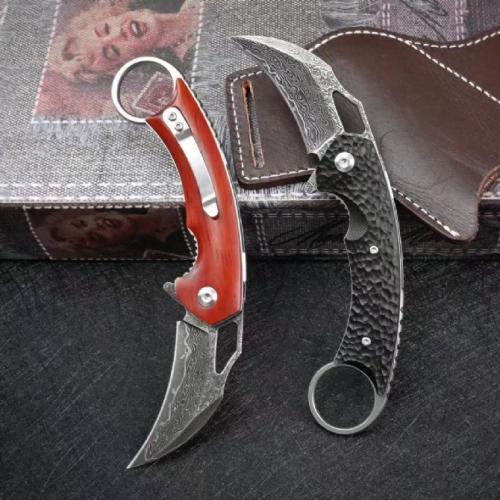 VG10 Damascus Steel Folding Claw Knife: Precision and Elegance in Your Pocket