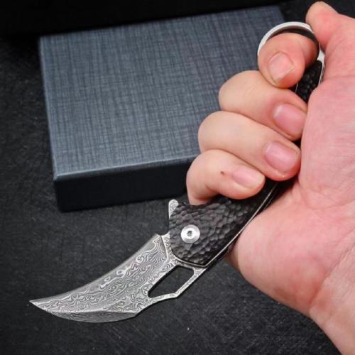 VG10 Damascus Steel Folding Claw Knife: Precision and Elegance in Your Pocket