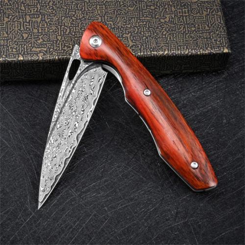 VG10 Damascus Woodpecker Folding Knife