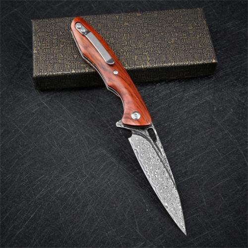 VG10 Damascus Woodpecker Folding Knife
