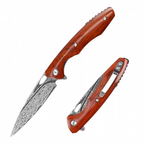 VG10 Damascus Woodpecker Folding Knife
