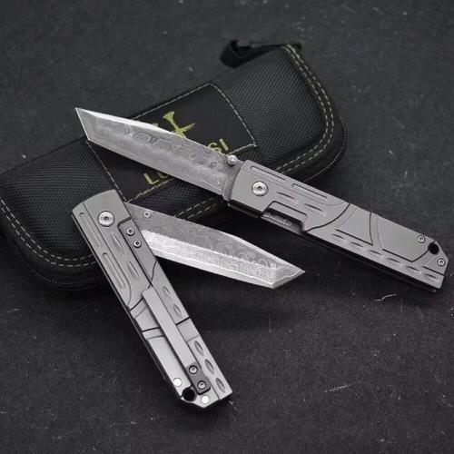 LUOKESI Damascus Folding Knife with a Titanium Handle