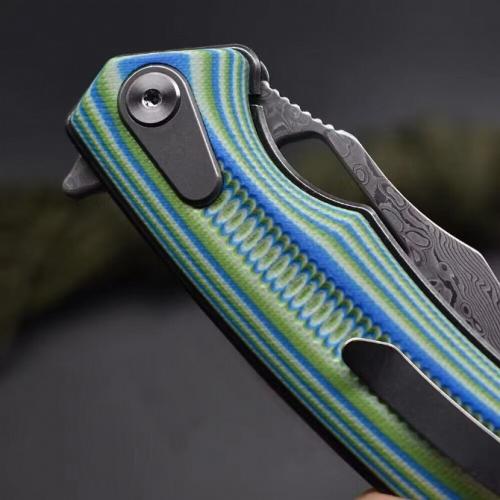 Folding Knife with Damascus Steel Blade and G10 Handle