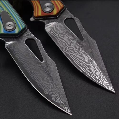 Folding Knife with Damascus Steel Blade and G10 Handle