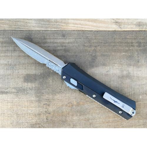 Introducing the New Microtech Troodon OTF Knife with a Damascus G10 Handle.