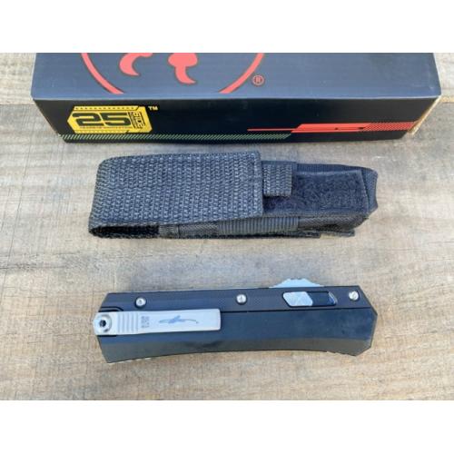Introducing the New Microtech Troodon OTF Knife with a Damascus G10 Handle.