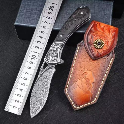 VG10 Damascus - Spotted Deer Folding Knife