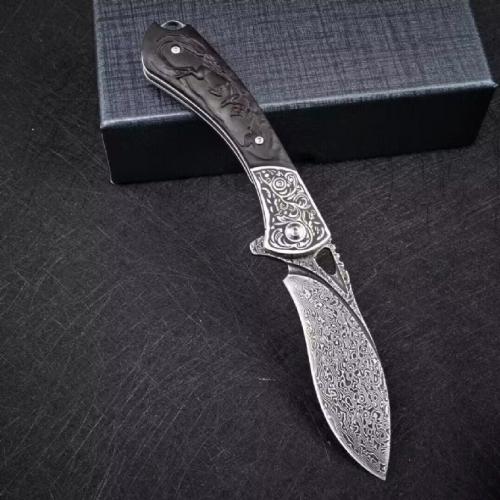 VG10 Damascus - Spotted Deer Folding Knife