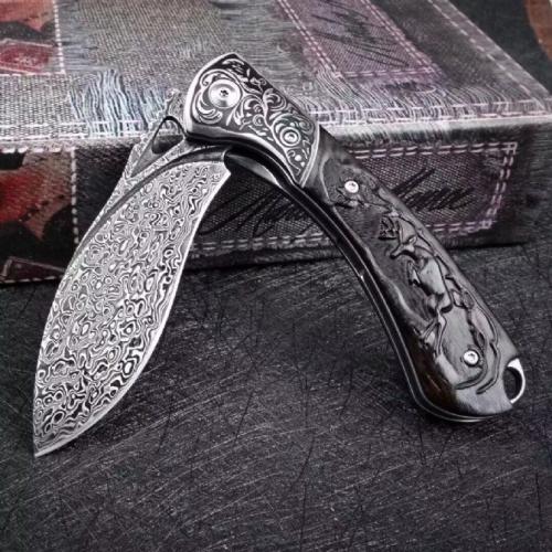 VG10 Damascus - Spotted Deer Folding Knife