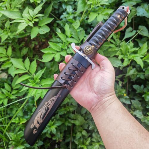Ebony Samurai Short Sword: Dragon and Phoenix Edition